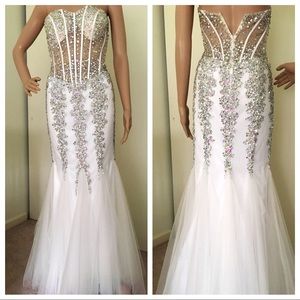 White jovani prom pageant dress formal gown 2
